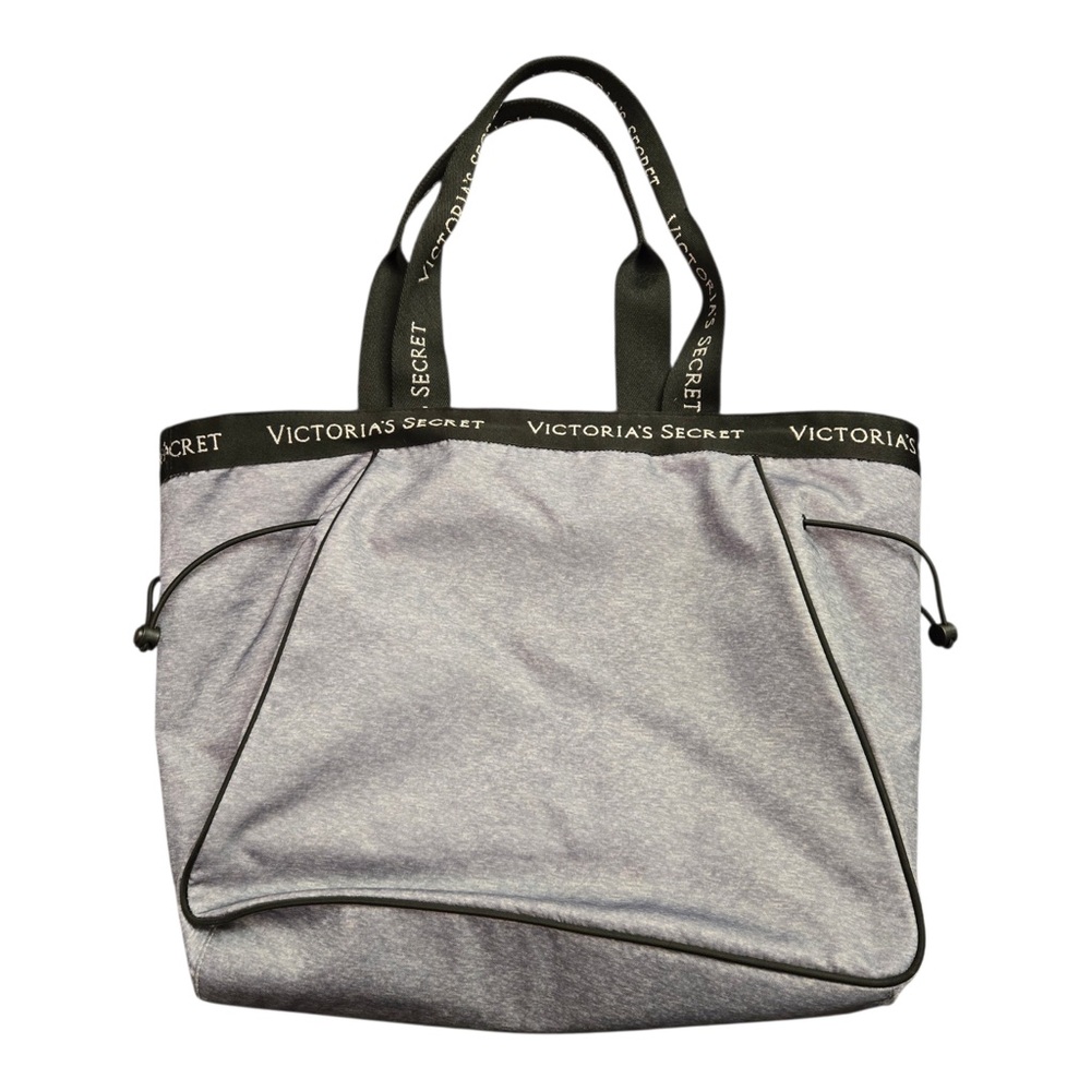 Victoria's Secret Sport Cinch Tote Gray Marl Water Resistant Zip Travel Gym Bag - Picture 2 of 10